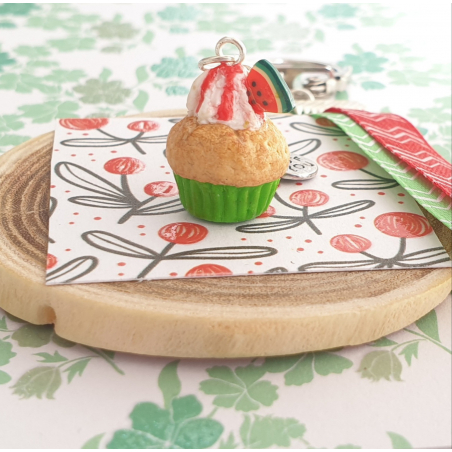 Porte-clé cupcake pastèque